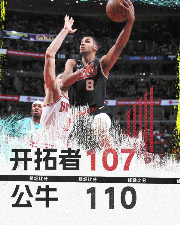 小西蒙斯30+9开拓者107-110不敌公牛，艾顿25+15，德罗赞28+5，风云直播体育